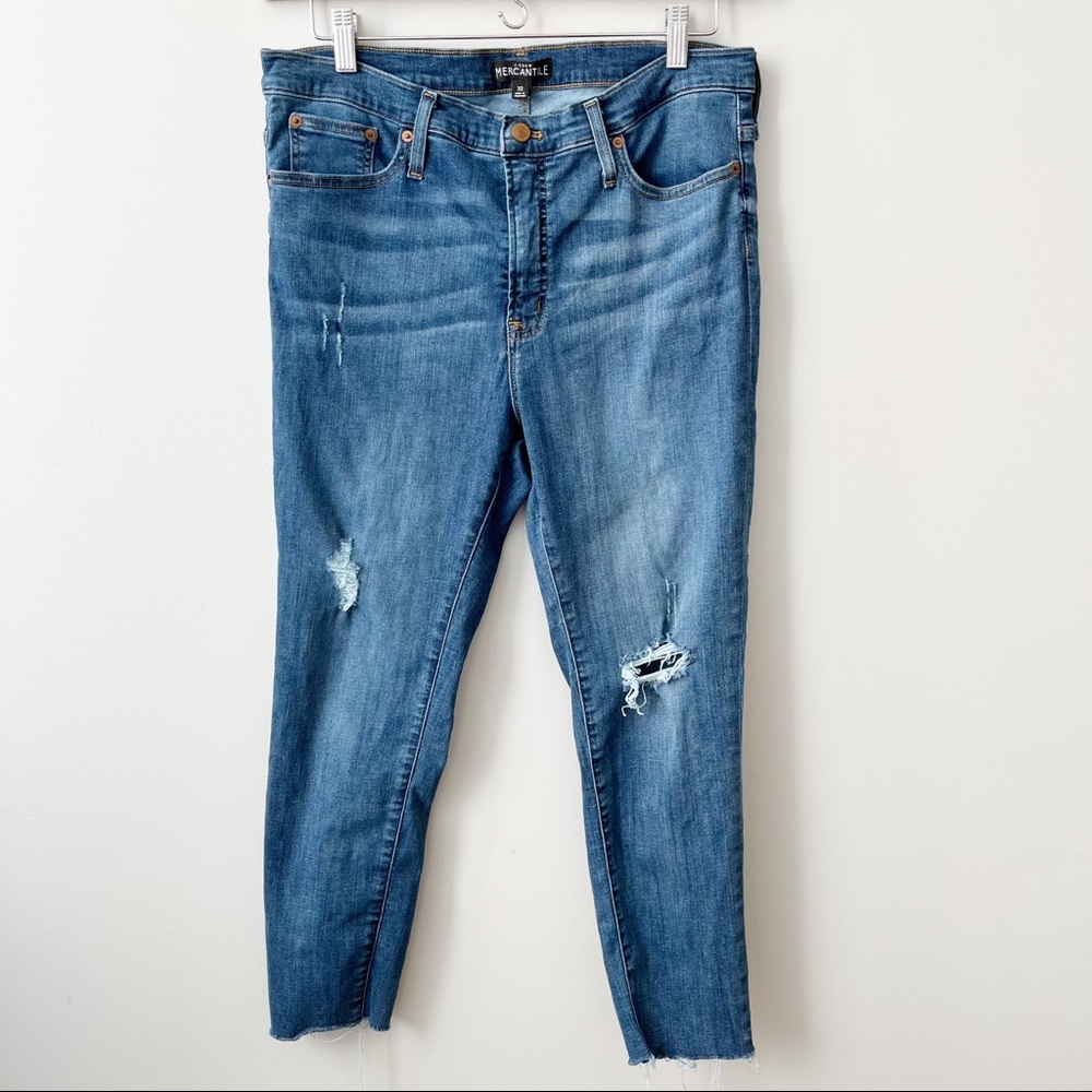 J. Crew Mercantile Hi Rise Distressed Skinny Jeans